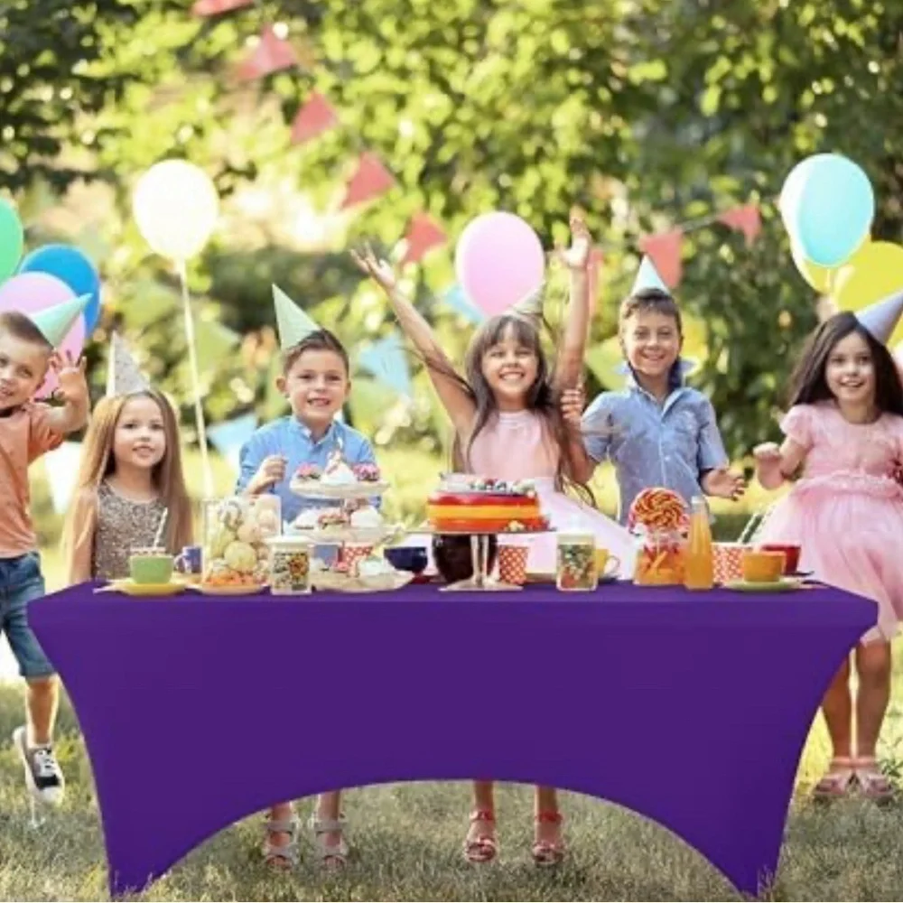Utopia Kitchen 6FT Spandex Tablecloth 200 GSM, Purple Fitted, Rectangle Cover